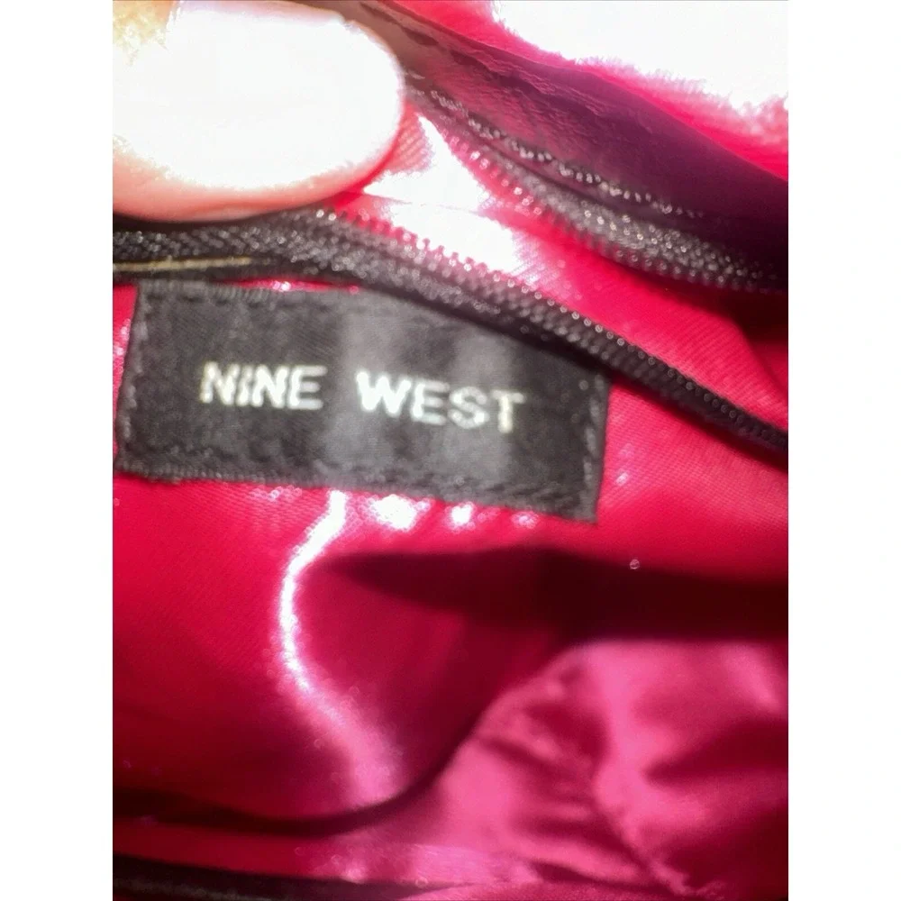 Nine West Medium Yellow Beaded Handbag Hot‎ Pink Lined Black Wood Bead Handle